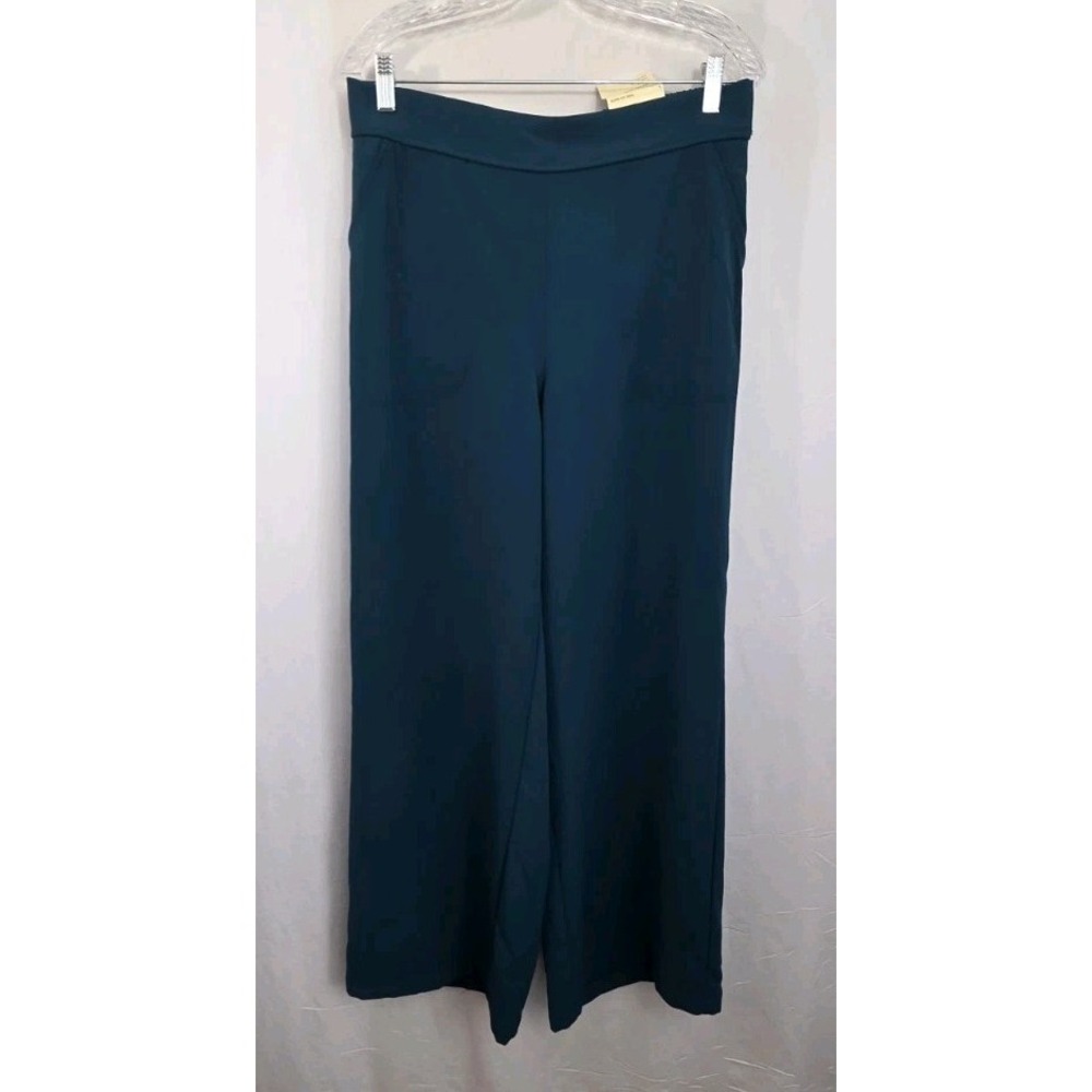MAX STUDIO LONDON Women's Sz. L Green Wide Leg Pants High Rise Full Length $298.